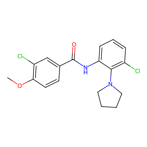 3-chloro-N-[3-chloro-2-(pyrrolidin-1-yl)phenyl]-4-methoxybenzamide structure