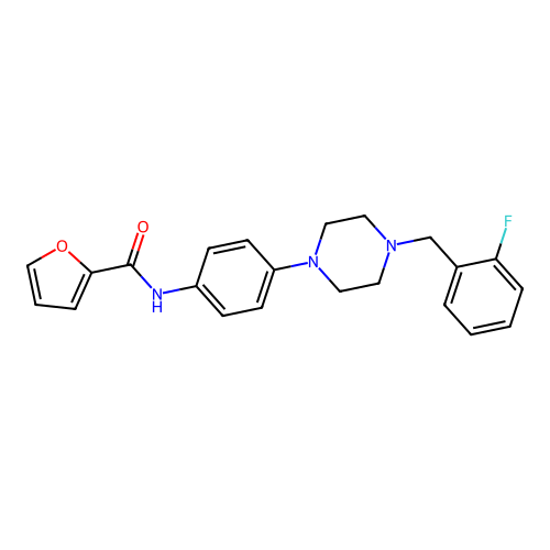N-[4-[4-[(2-fluorophenyl)methyl]piperazin-1-yl]phenyl]furan-2-carboxamide structure