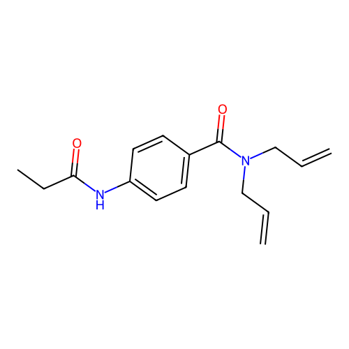 4-(propanoylamino)-N,N-bis(prop-2-enyl)benzamide structure