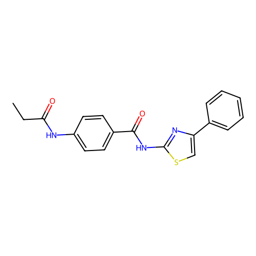 N-(4-phenyl-1,3-thiazol-2-yl)-4-(propanoylamino)benzamide structure