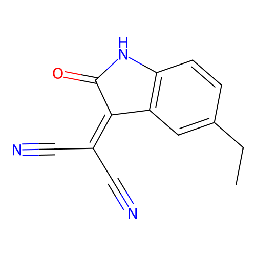 (5-ethyl-2-oxo-1,2-dihydro-3H-indol-3-ylidene)propanedinitrile structure