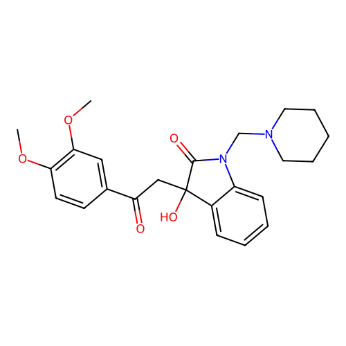 3-[2-(3,4-dimethoxyphenyl)-2-oxoethyl]-3-hydroxy-1-(piperidin-1-ylmethyl)-1,3-dihydro-2H-indol-2-one structure