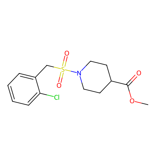 Methyl 1-((2-chlorobenzyl)sulfonyl)piperidine-4-carboxylate structure