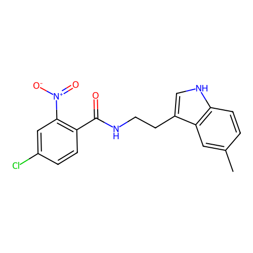 4-chloro-N-[2-(5-methyl-1H-indol-3-yl)ethyl]-2-nitrobenzamide structure