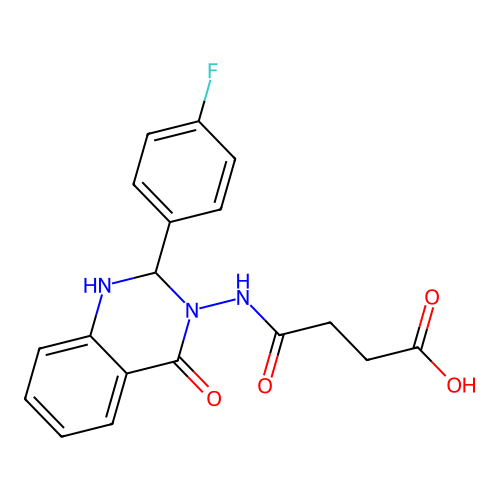 4-[[2-(4-fluorophenyl)-4-oxo-1,2-dihydroquinazolin-3-yl]amino]-4-oxobutanoic acid structure