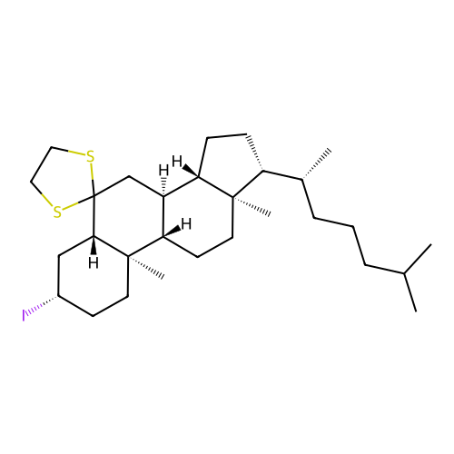 3-beta-Iodo-6,6-ethylenedithio-5-alpha-cholestane structure