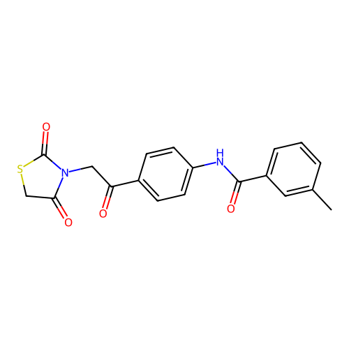 N-{4-[(2,4-dioxo-1,3-thiazolidin-3-yl)acetyl]phenyl}-3-methylbenzamide structure