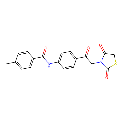 N-{4-[(2,4-dioxo-1,3-thiazolidin-3-yl)acetyl]phenyl}-4-methylbenzamide structure