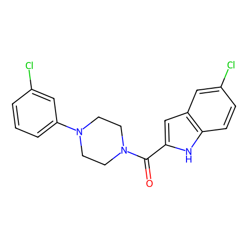 (5-chloro-1H-indol-2-yl)[4-(3-chlorophenyl)piperazin-1-yl]methanone structure