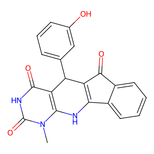 5-(3-hydroxyphenyl)-1-methyl-5,11-dihydro-1H-indeno[2',1':5,6]pyrido[2,3-d]pyrimidine-2,4,6(3H)-trione structure