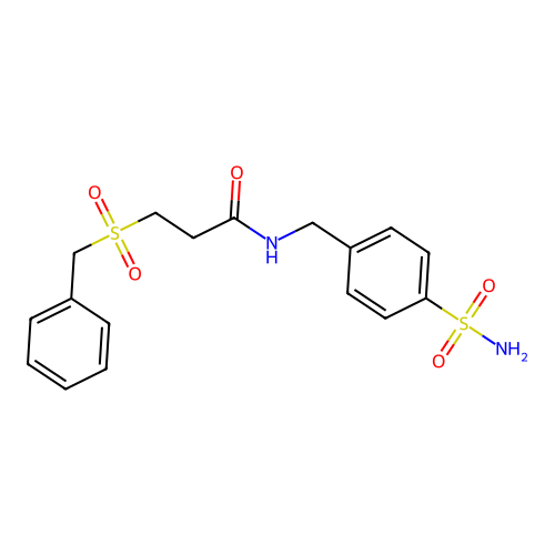 3-benzylsulfonyl-N-[(4-sulfamoylphenyl)methyl]propanamide structure