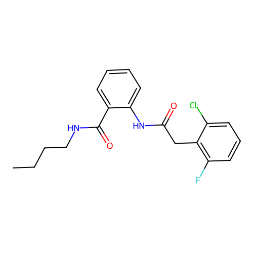 N-butyl-2-[[2-(2-chloro-6-fluorophenyl)acetyl]amino]benzamide structure