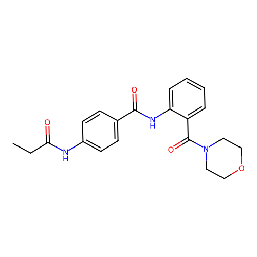 N-[2-(morpholine-4-carbonyl)phenyl]-4-(propanoylamino)benzamide structure