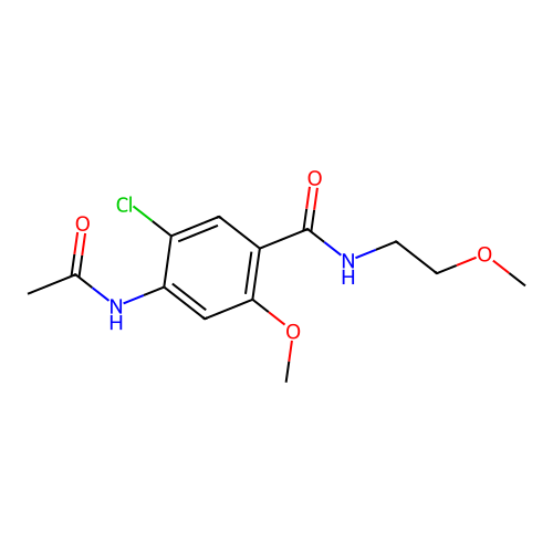 4-acetamido-5-chloro-2-methoxy-N-(2-methoxyethyl)benzamide structure