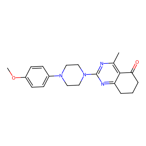 2-[4-(4-methoxyphenyl)-1-piperazinyl]-4-methyl-7,8-dihydro-5(6H)-quinazolinone structure
