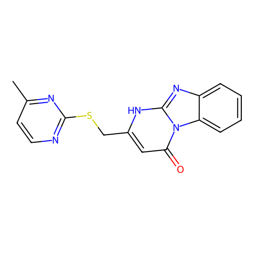 2-{[(4-methylpyrimidin-2-yl)thio]methyl}pyrimido[1,2-a]benzimidazol-4(1H)-one structure