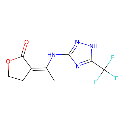 (3Z)-3-(1-{[3-(trifluoromethyl)-1H-1,2,4-triazol-5-yl]amino}ethylidene)dihydrofuran-2(3H)-one structure