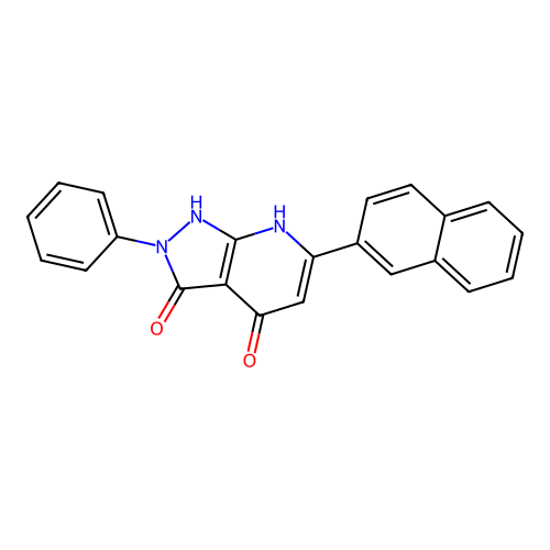 6-(naphthalen-2-yl)-2-phenyl-1H-pyrazolo[3,4-b]pyridine-3,4(2H,7H)-dione structure