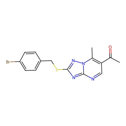 1-{2-[(4-Bromobenzyl)thio]-7-methyl[1,2,4]triazolo[1,5-a]pyrimidin-6-yl}ethanone structure