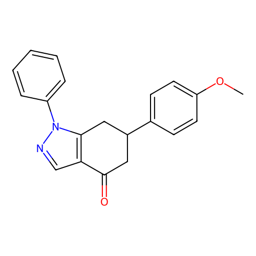 6-(4-methoxyphenyl)-1-phenyl-6,7-dihydro-5H-indazol-4-one structure