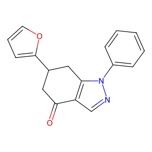 6-(furan-2-yl)-1-phenyl-6,7-dihydro-5H-indazol-4-one structure