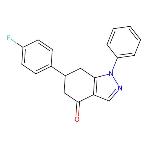 6-(4-fluorophenyl)-1-phenyl-6,7-dihydro-5H-indazol-4-one structure