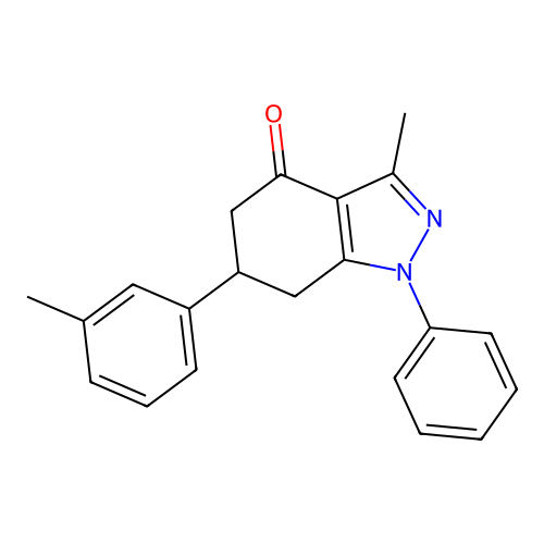 3-methyl-6-(3-methylphenyl)-1-phenyl-6,7-dihydro-5H-indazol-4-one structure