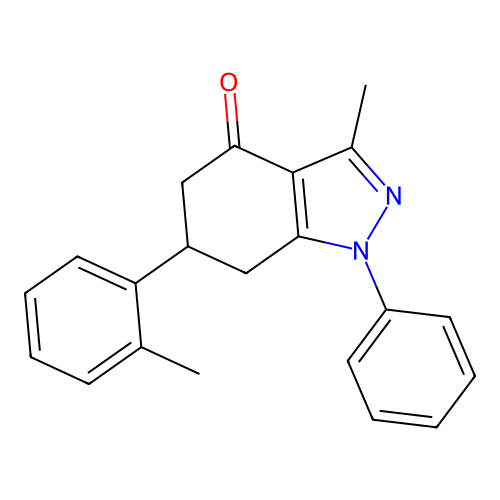 3-methyl-6-(2-methylphenyl)-1-phenyl-1,5,6,7-tetrahydro-4H-indazol-4-one structure