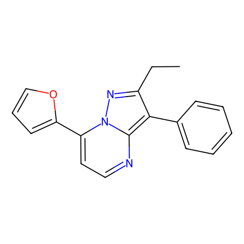 2-Ethyl-7-(furan-2-yl)-3-phenylpyrazolo[1,5-a]pyrimidine structure