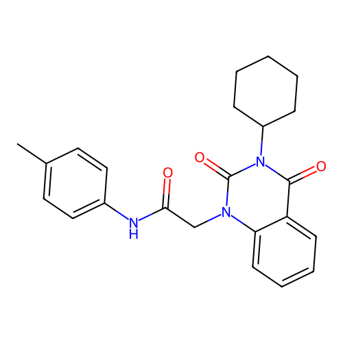 2-(3-cyclohexyl-2,4-dioxo-3,4-dihydroquinazolin-1(2H)-yl)-N-(4-methylphenyl)acetamide structure