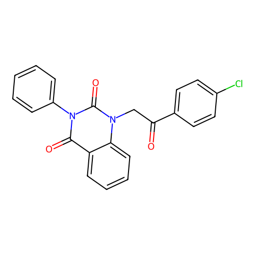 1-(2-(4-chlorophenyl)-2-oxoethyl)-3-phenylquinazoline-2,4(1H,3H)-dione structure