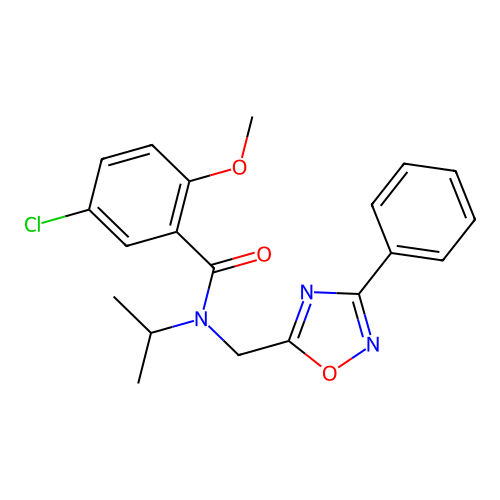 5-chloro-N-isopropyl-2-methoxy-N-[(3-phenyl-1,2,4-oxadiazol-5-yl)methyl]benzamide structure