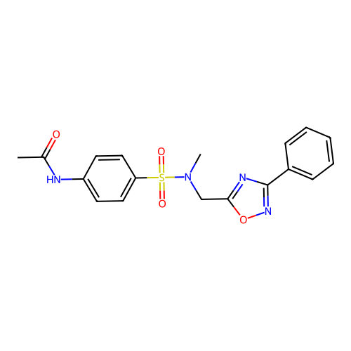 N-(4-{methyl[(3-phenyl-1,2,4-oxadiazol-5-yl)methyl]sulfamoyl}phenyl)acetamide structure