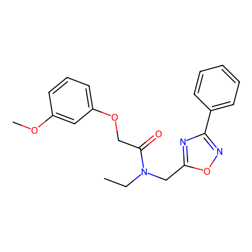 N-ethyl-2-(3-methoxyphenoxy)-N-[(3-phenyl-1,2,4-oxadiazol-5-yl)methyl]acetamide structure