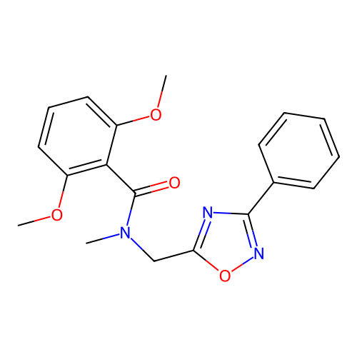 2,6-dimethoxy-N-methyl-N-[(3-phenyl-1,2,4-oxadiazol-5-yl)methyl]benzamide structure
