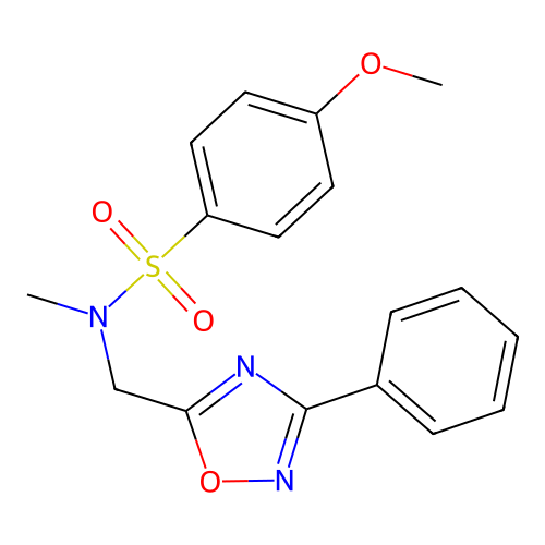 4-methoxy-N-methyl-N-[(3-phenyl-1,2,4-oxadiazol-5-yl)methyl]benzenesulfonamide structure