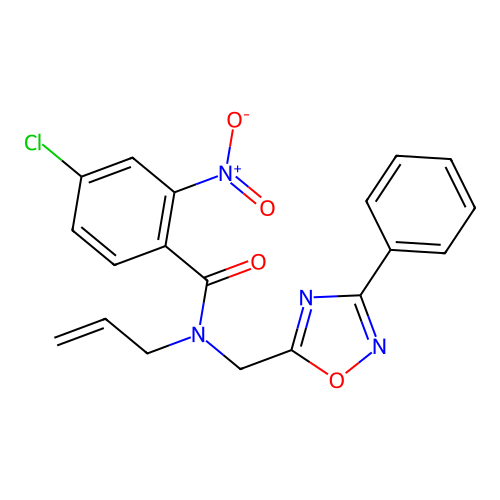 4-chloro-2-nitro-N-[(3-phenyl-1,2,4-oxadiazol-5-yl)methyl]-N-(prop-2-en-1-yl)benzamide structure