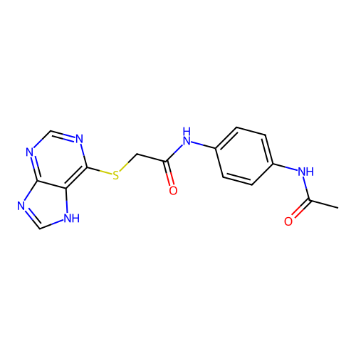 N-[4-(acetylamino)phenyl]-2-(9H-purin-6-ylsulfanyl)acetamide structure
