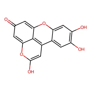 2H-Pyrano(2,3,4-kl)xanthen-2-one, 5,9,10-trihydroxy- structure