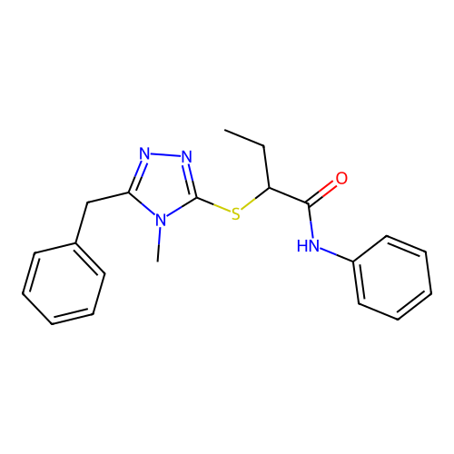2-[(5-benzyl-4-methyl-4H-1,2,4-triazol-3-yl)sulfanyl]-N-phenylbutanamide structure