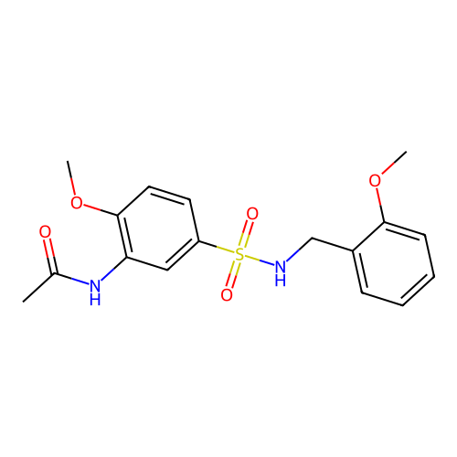 N-{2-methoxy-5-[(2-methoxybenzyl)sulfamoyl]phenyl}acetamide structure