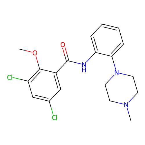 3,5-dichloro-2-methoxy-N-[2-(4-methylpiperazin-1-yl)phenyl]benzamide structure