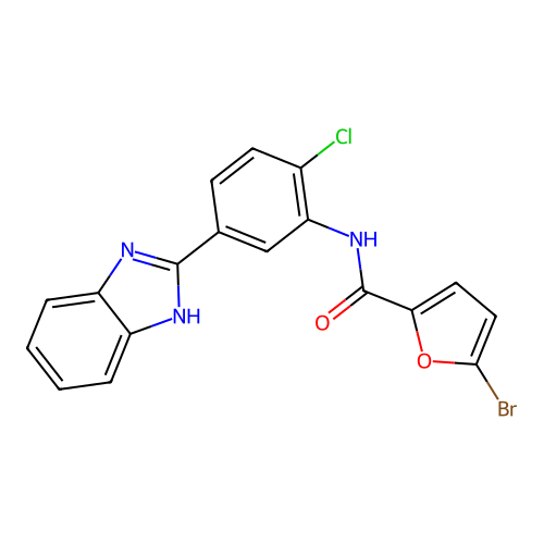 N-[5-(1H-benzimidazol-2-yl)-2-chlorophenyl]-5-bromofuran-2-carboxamide structure