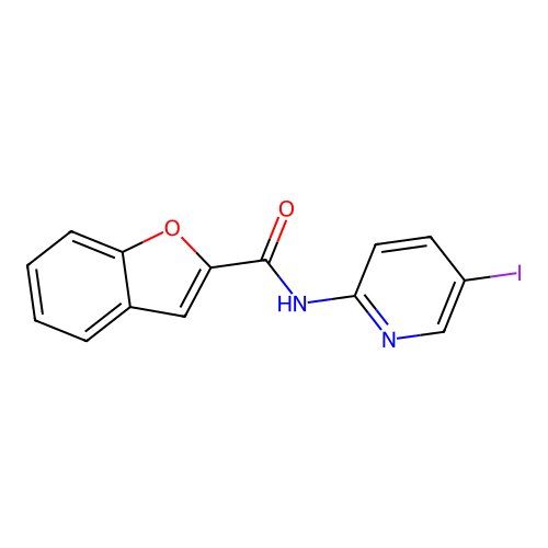 N-(5-iodopyridin-2-yl)-1-benzofuran-2-carboxamide structure