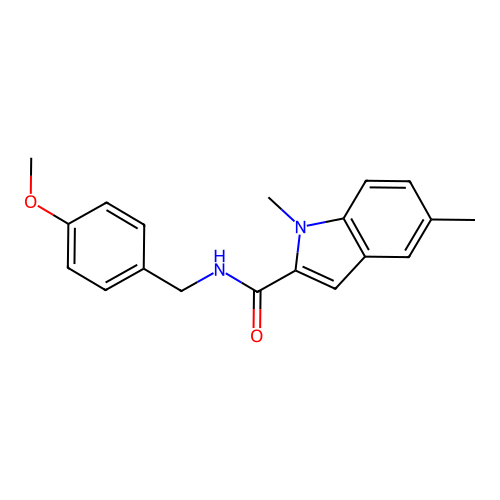 N-(4-methoxybenzyl)-1,5-dimethyl-1H-indole-2-carboxamide structure