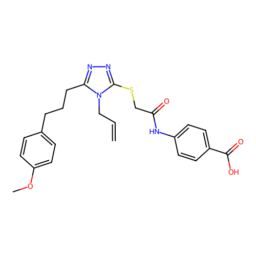 4-{[({5-[3-(4-methoxyphenyl)propyl]-4-(prop-2-en-1-yl)-4H-1,2,4-triazol-3-yl}sulfanyl)acetyl]amino}benzoic acid structure