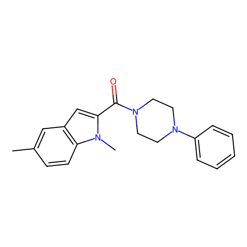 (1,5-dimethyl-1H-indol-2-yl)(4-phenylpiperazin-1-yl)methanone structure