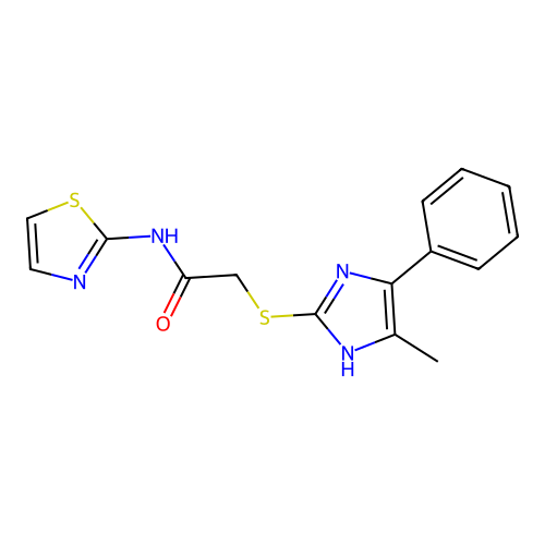 2-[(5-methyl-4-phenyl-1H-imidazol-2-yl)sulfanyl]-N-(1,3-thiazol-2-yl)acetamide structure