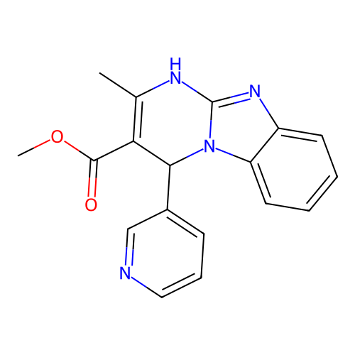 methyl 2-methyl-4-pyridin-3-yl-1,4-dihydropyrimido[1,2-a]benzimidazole-3-carboxylate structure