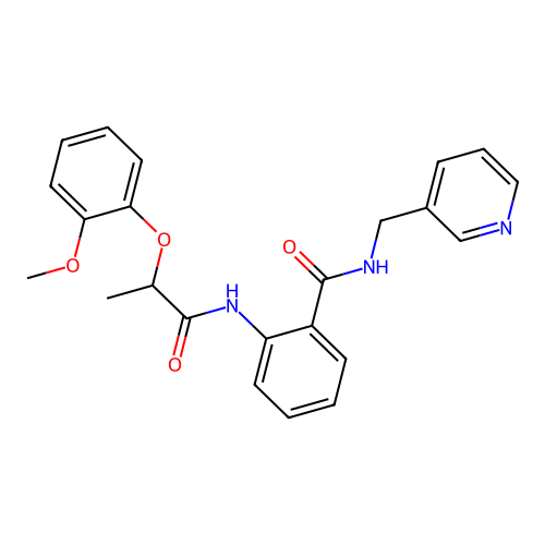 2-[2-(2-methoxyphenoxy)propanoylamino]-N-(pyridin-3-ylmethyl)benzamide structure
